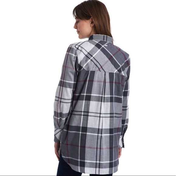 Barbour Glenn Cotton Tunic Juniper Winter Tartan Button Down - Picture 2 of 7